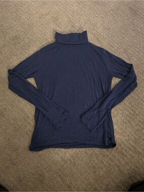Navy Turtleneck Long-Sleeve Top